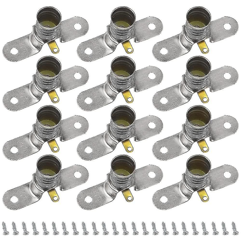 2023-12 Pack E10 Socket For Screw Light Bulbs 4 X 1.8 Cm Silver Metal - Led Lamps Socket Base