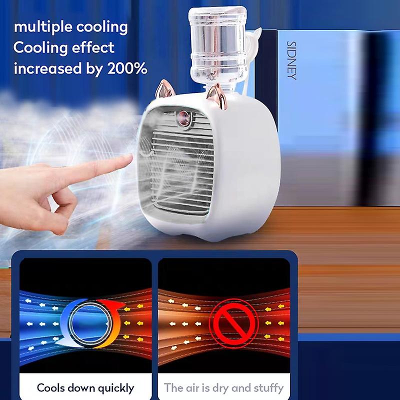 Portable Mini Air Conditioner Fan Usb Air Cooler Fan Humidifier 3 Speed 2 Mode Spray Mute Cooler For Office Desk Cool Fans