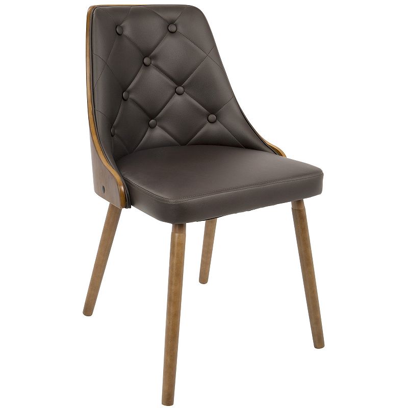 32.75 Walnut with Brown Faux Leather Upholstered Modern Dining Chair