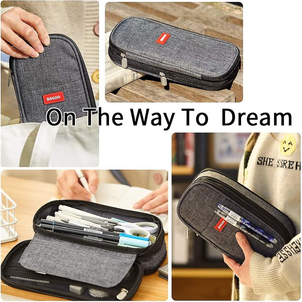 Big Capacity Pencil Pen Case Office College School Large Storage High Capacity Bag Pouch Holder Box Organizer Blue New Arrival(black)