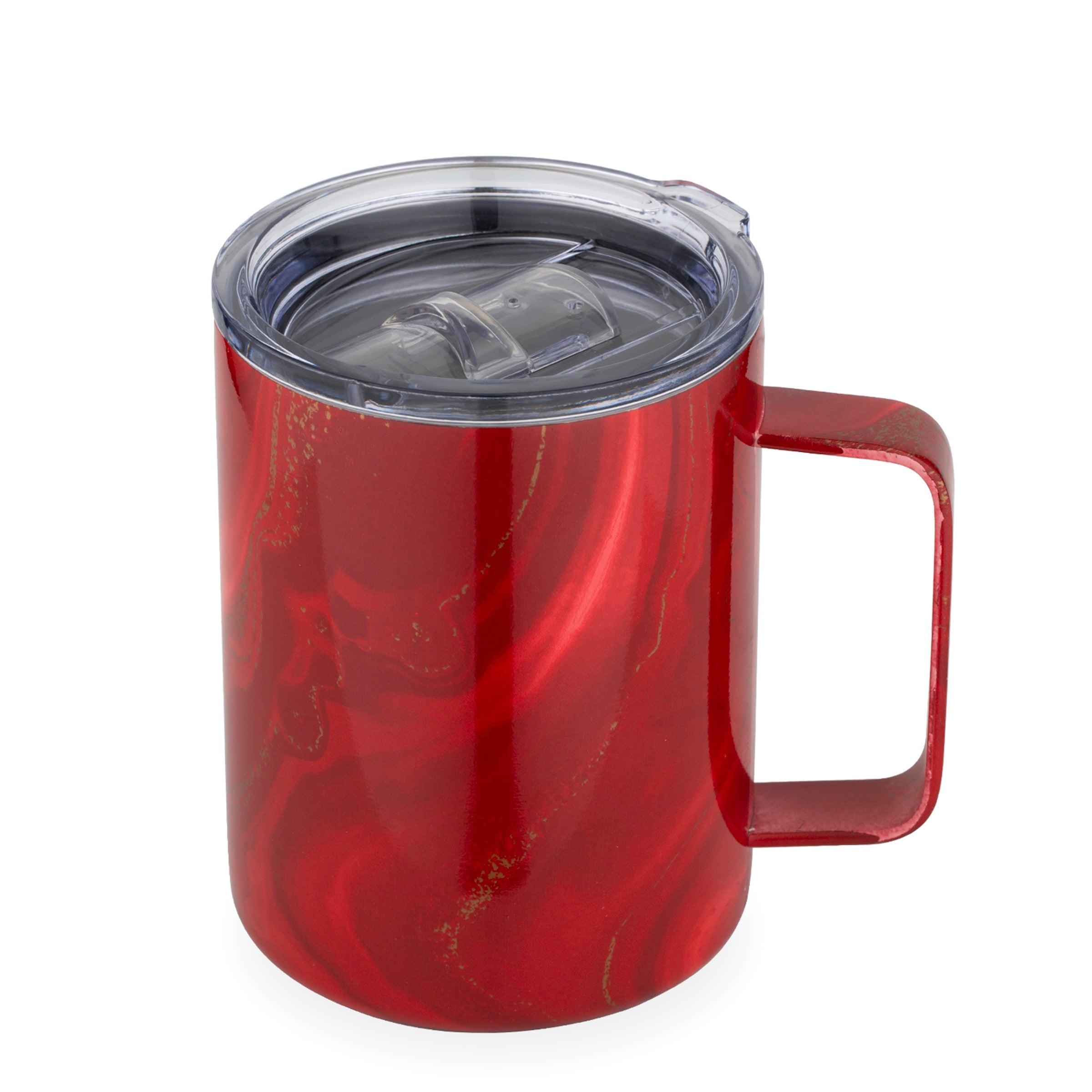 16 Oz Red Geo Insulated Coffee Mugs, Set Of 2