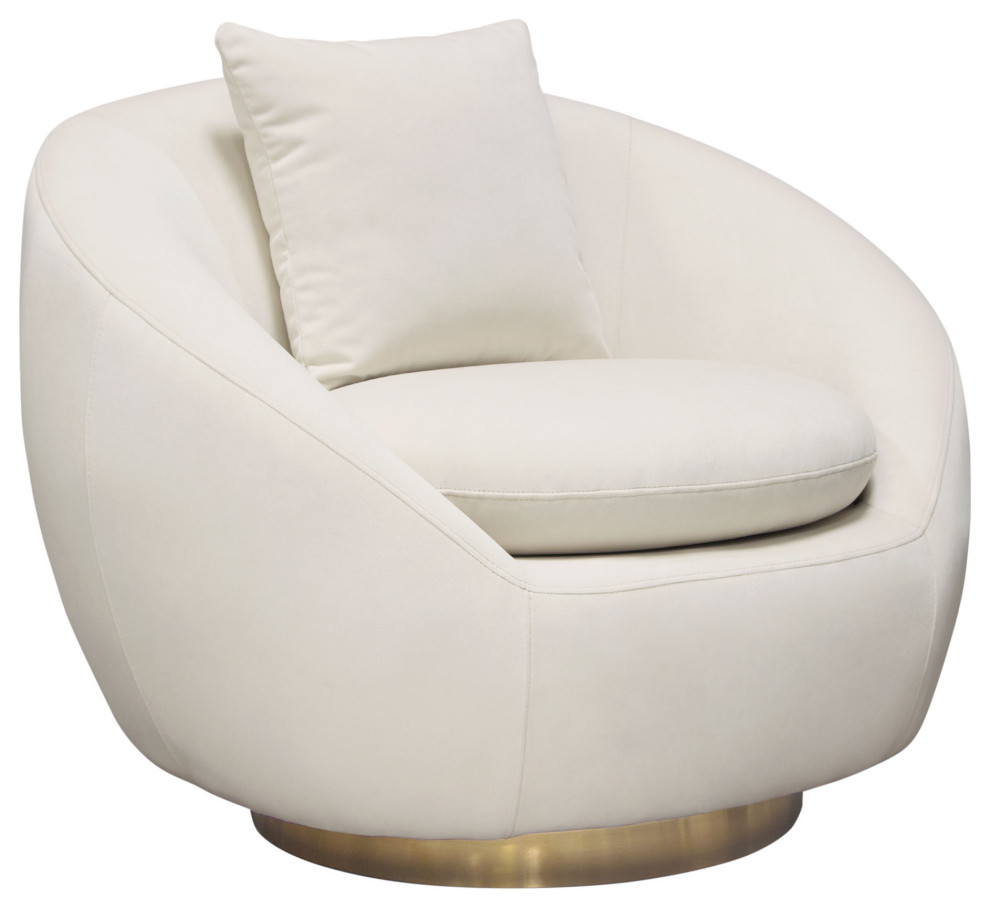 Celine Swivel Accent Chair  Light Cream Velvet With Brushed Gold Accent Band   Contemporary   Armchairs And Accent Chairs   by clickhere2shop  Houzz