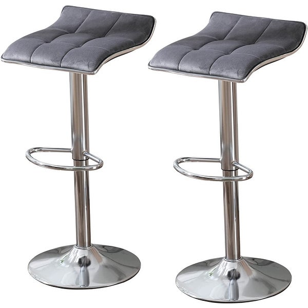 Bar Stools Set of 2 Square Backless Adjustable Tall Stools Pu Leather