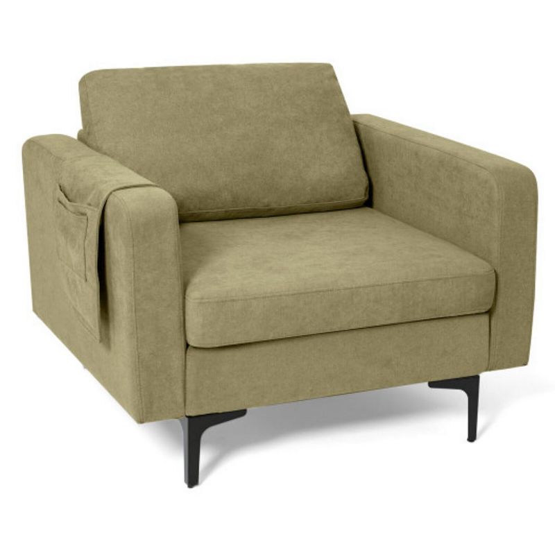 Modern Accent Armchair with Side Storage Pocket