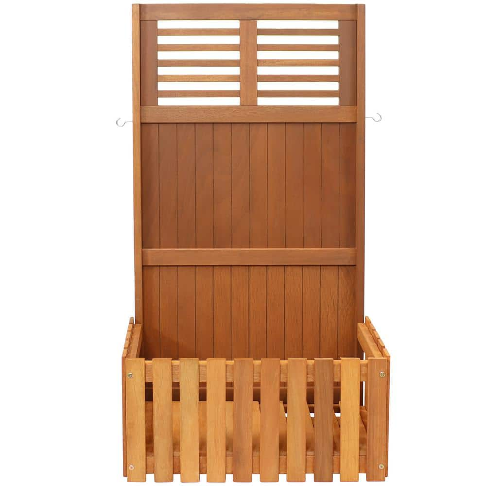 Sunnydaze Decor 44 in. Outdoor Garden Wood Planter Box with Privacy Screen LAM-676