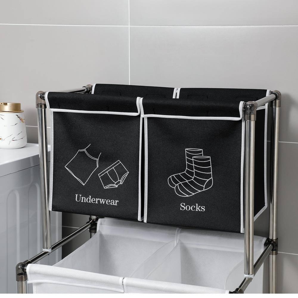 Tileon Laundry Hamper 2-Tier Laundry Sorter with 4-Removable Bags for Organizing Clothes AYBSZHD2515