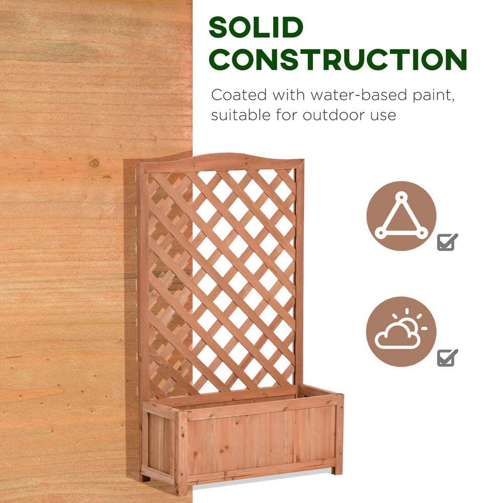 Outsunny 28 in. x 11 in. x 46 in. Brown Wood Raised Garden Bed with Trellis 845-635