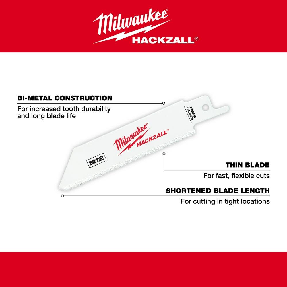 M12 Hackzall Grit Edge Fiberglass Bi-Metal Blade 3Ct ;