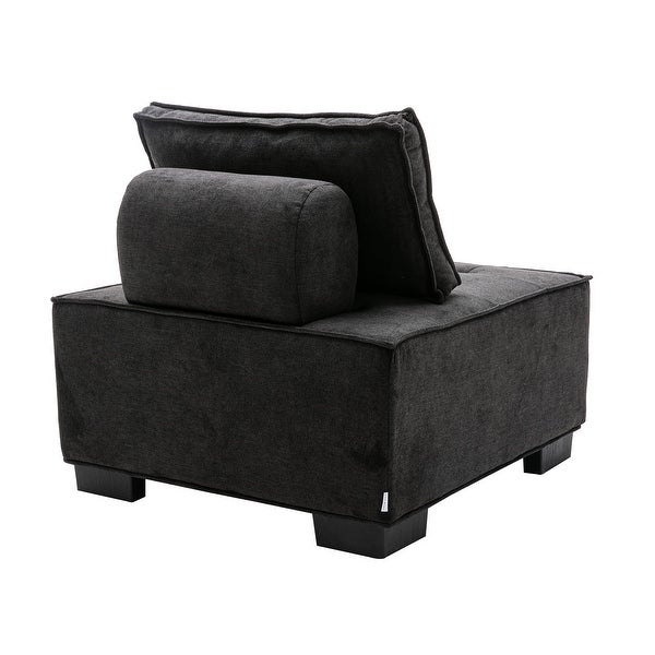 Modern Ottoman Lazy Chair with Solid Wood Legs for Comfortable Relaxation in Your Living Room or Bedroom， Black