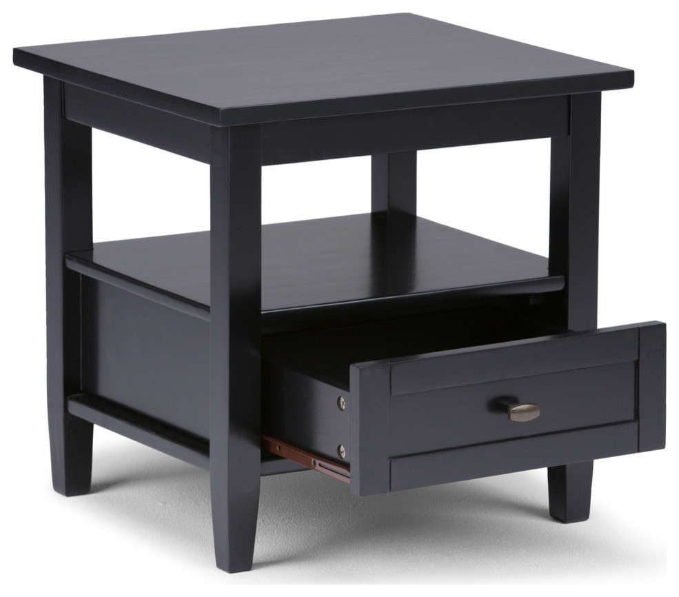 Warm Shaker Solid Wood 20 quotRustic End Side Table   Transitional   Side Tables And End Tables   by Homesquare  Houzz