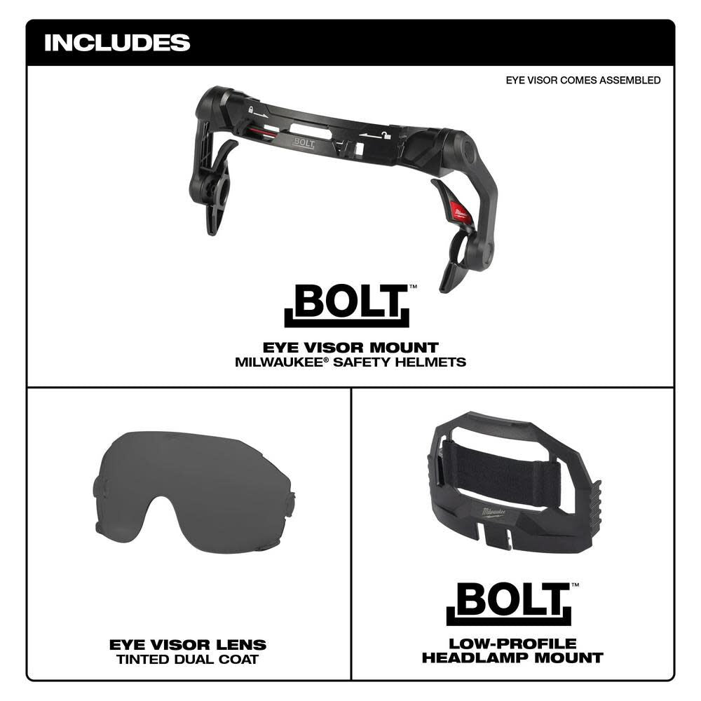 Milwaukee BOLT Eye Visor Tinted Dual Coat Lens Compatible with Safety Helmets 48-73-1416 from Milwaukee