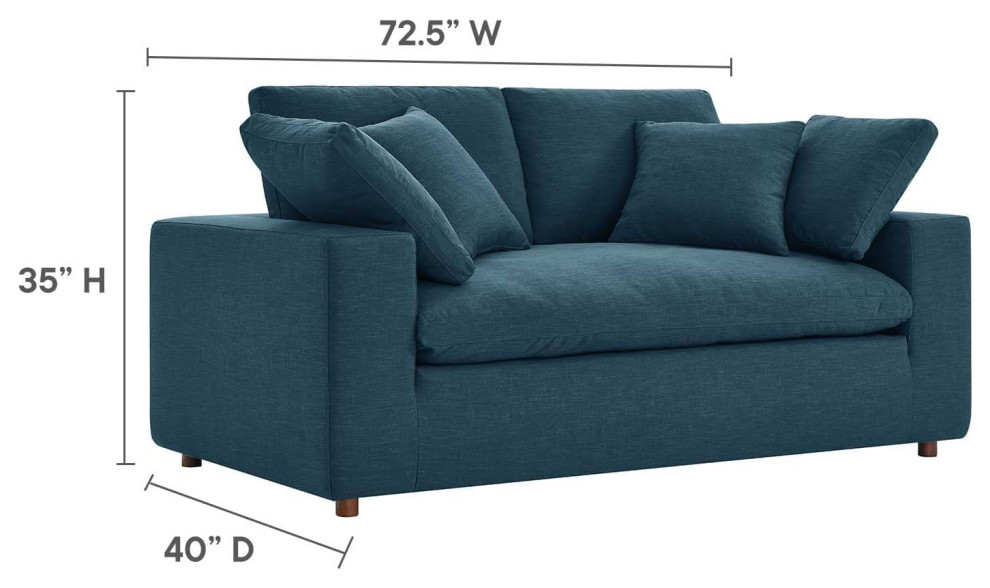 Modern Loveseat  Extra Padded Seat With Linen Fabric Upholstery   Modern   Loveseats   by Decor Love  Houzz