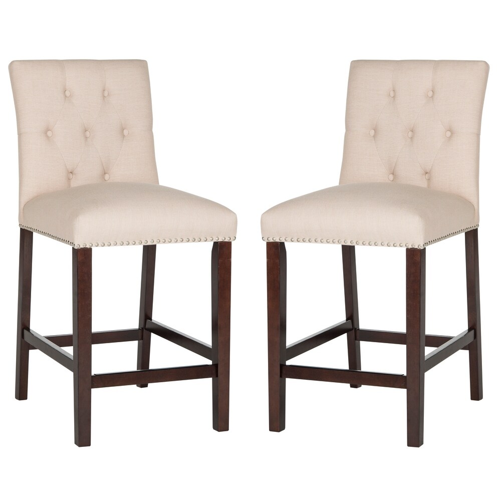 SAFAVIEH 27.5  Inch Norah Beige Counter Stool (Set of 2)