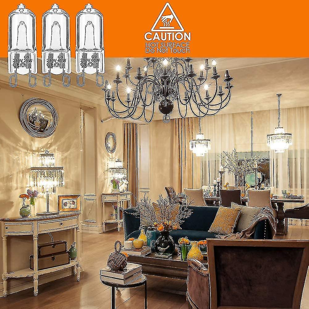 20pcs G9 Halogen Light Bulbs，60w Clear Halogen Lamps Dimmable，warm White 2800k For Chandeliers，pend