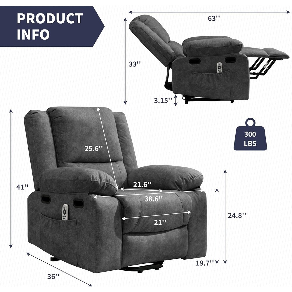 Mixoy Massage Recliner Chair with Heating  Adjustable Functional Chair with USB Port  Foldable Upholstered Sofa