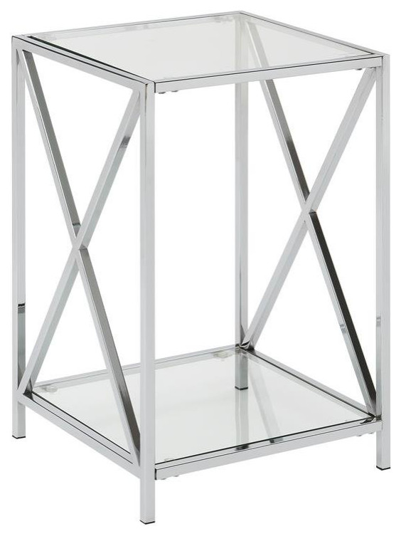 Convenience Concepts Oxford Chrome End Table with Clear Glass Shelves   Contemporary   Side Tables And End Tables   by Homesquare  Houzz