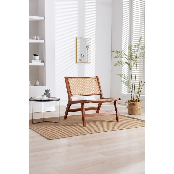 Solid Wood Frame Chair With White Wool Carpet