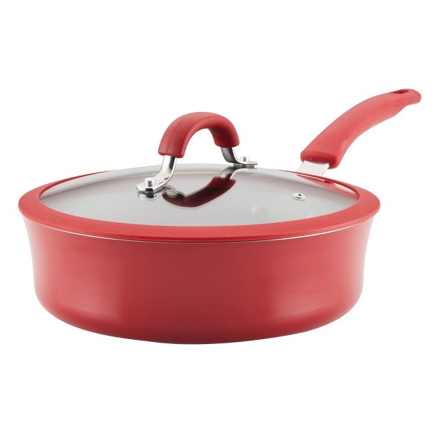 Rachael Ray Cook Create Aluminum Nonstick Saute Pan With Lid 3qt Red