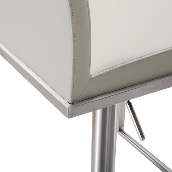 Amalfi Light Grey Faux Leather Stainless Steel Bar Stool