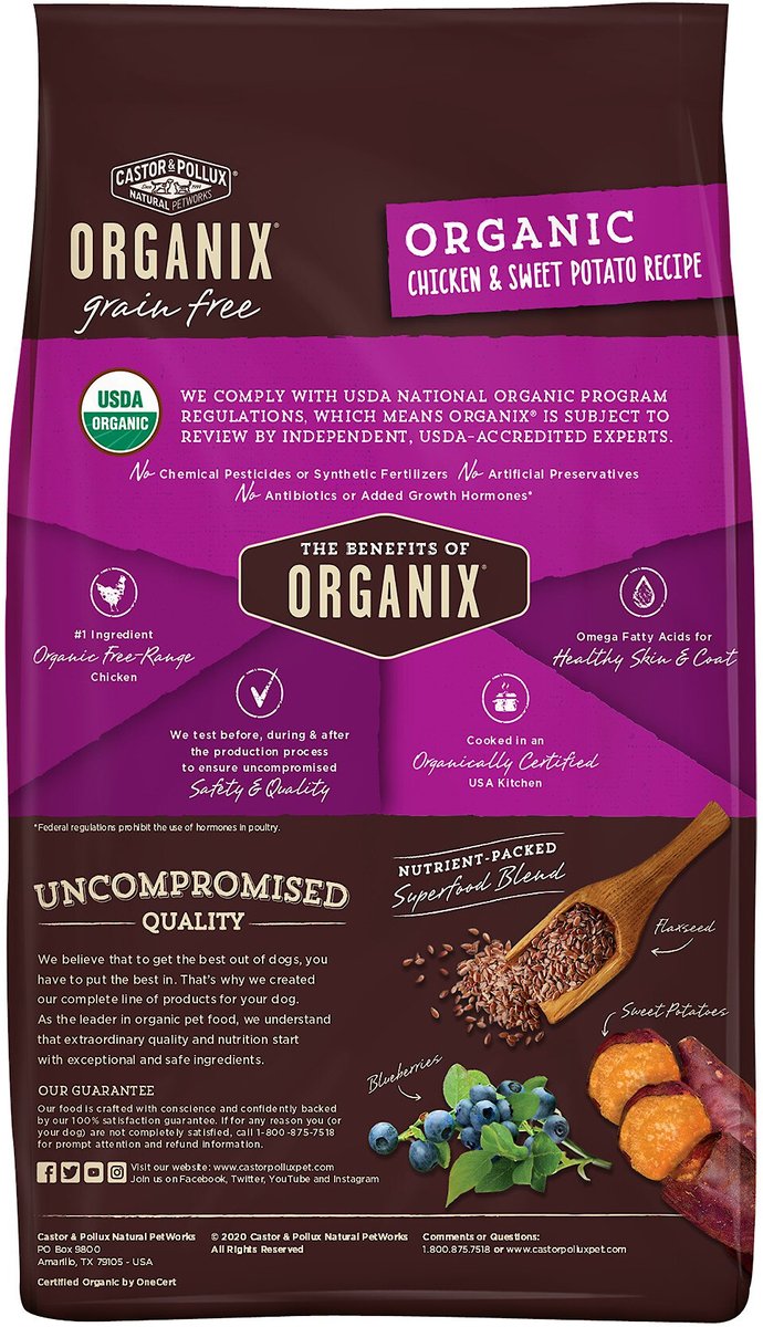 Castor and Pollux ORGANIX Organic Chicken and Sweet Potato Recipe Grain-Free Dry Dog Food