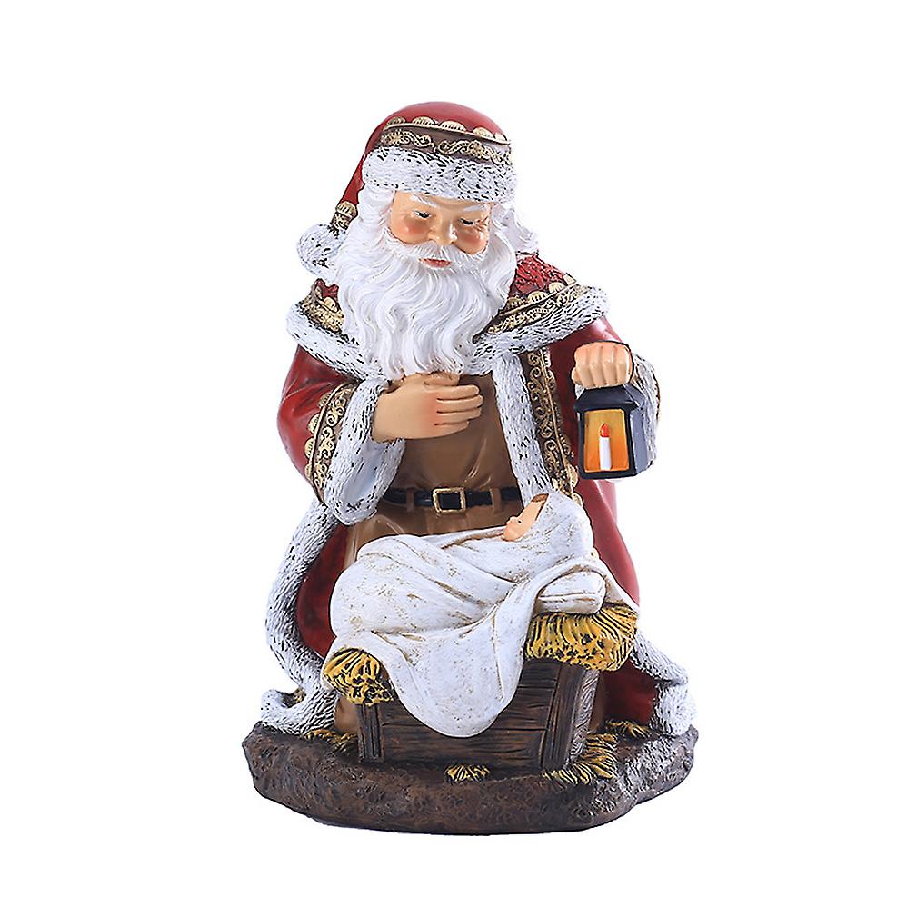 Lantern Santa Claus Ornament  Figurine Sculpture Statue For Home Desktop Decoration Handicraft Bookshelf Ornaments