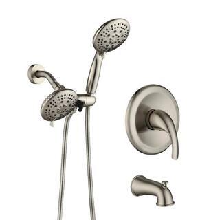 FORCLOVER Single-Handle 3-Spray Patterns Round 5 in. Detachable Shower Head Shower Faucet in Brushed Nickel MONMKE15BN