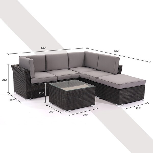 4 pieces Outdoor Patio Furniture Rattan Conversation Sofa Sectional Sets - Overstock - 33808766