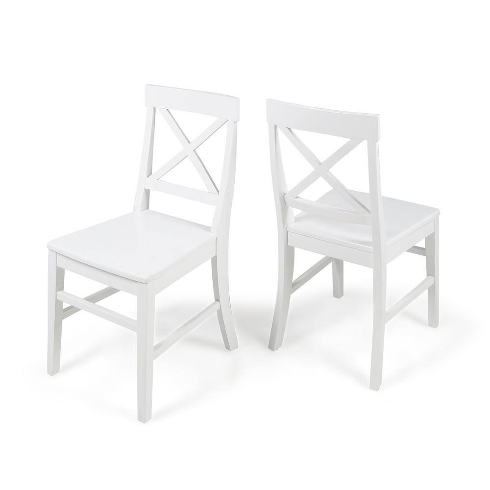 Noble House Roshan White Finish Wood Dining Chairs (Set of 2) 41121