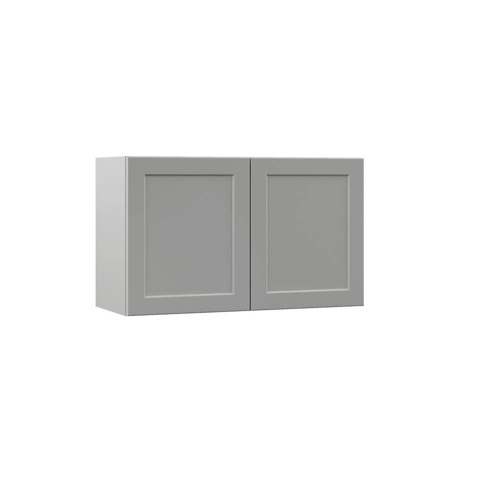 Hampton Bay Designer Series Melvern Assembled 30x18x12 in. Wall Bridge Kitchen Cabinet in Heron Gray W3018-MLGR