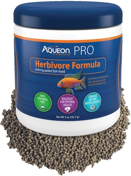 Aqueon PRO Herbivore Formula Fish Food， 5-oz jar