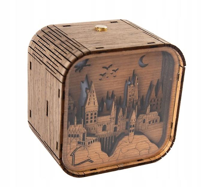 Hogwarts Vintage 3d Night Light Wooden Paper Carved Music Box