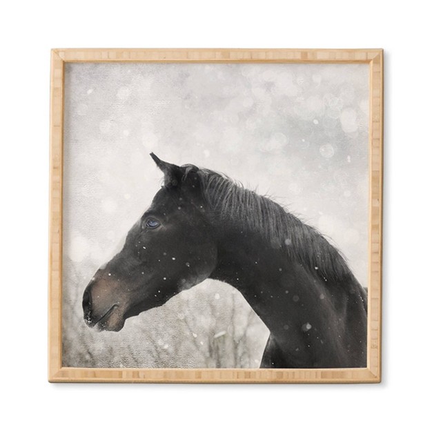 Chelsea Victoria Winter Horse Framed Wall Art Poster Print Brown Deny Designs