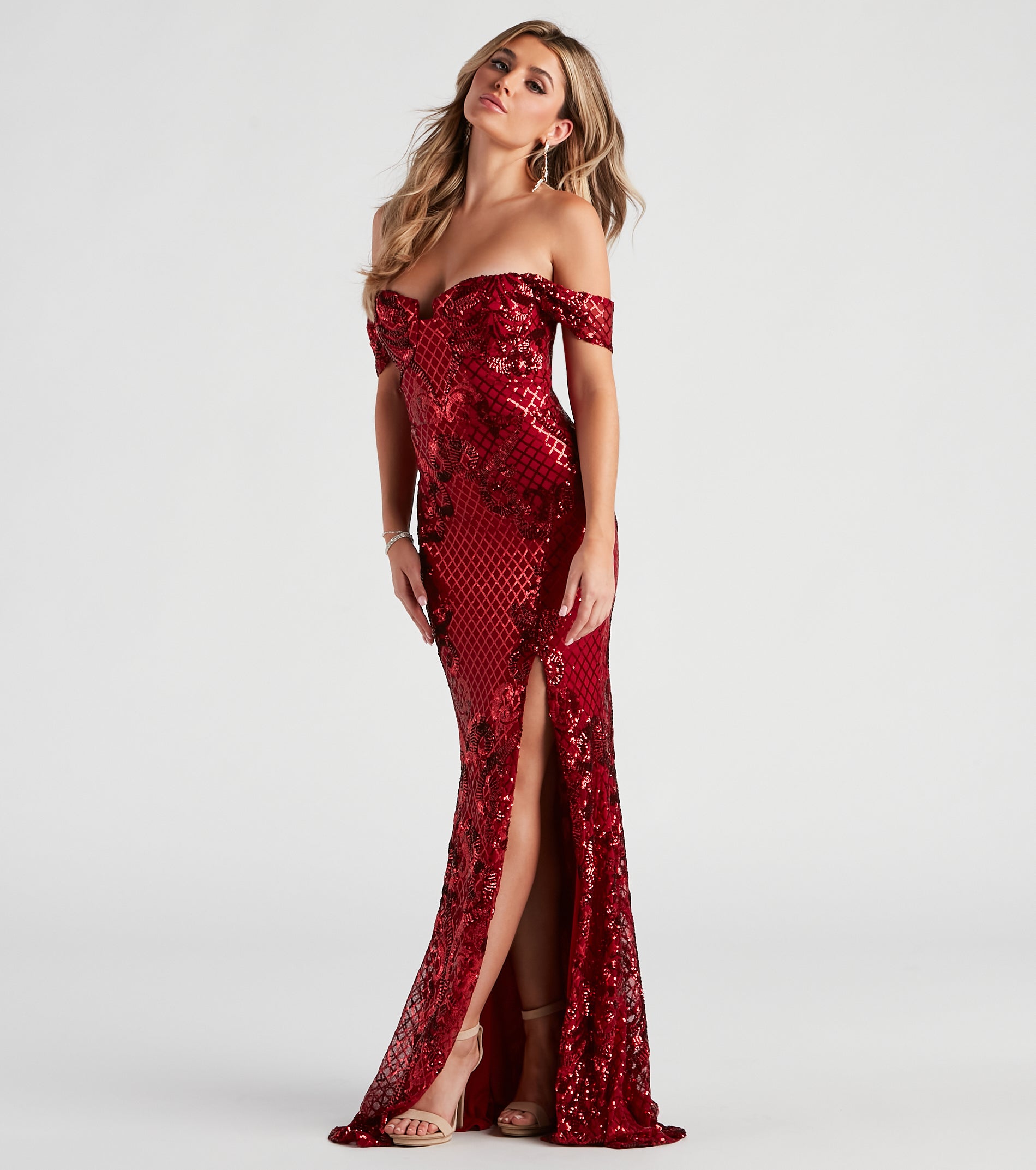 Penelope Off-The-Shoulder Sequin Mermaid Dress