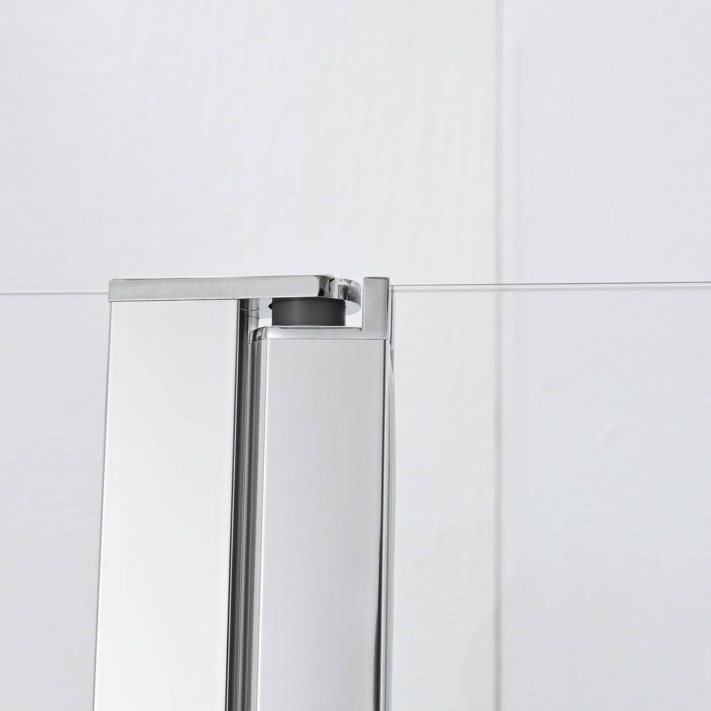 ROSWELL Canteras 39.37 in. W x 55 in. H Frameless Pivot Bathtub Door in Polished Chrome with Clear Glass 818139-HD-PC