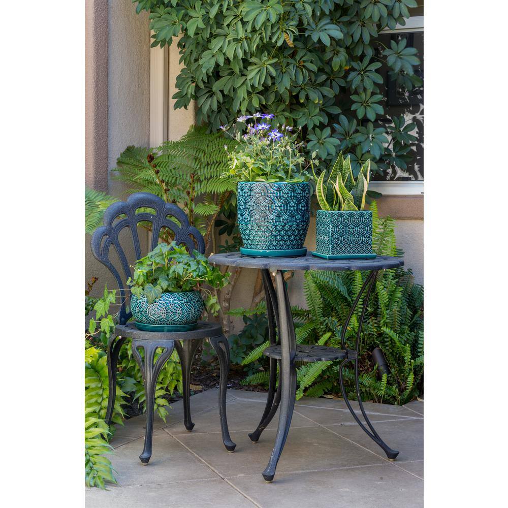 Trendspot 10 in. Dia Blue Rivage Ceramic Bowl Planter Decorative Pots CR00665S-100M