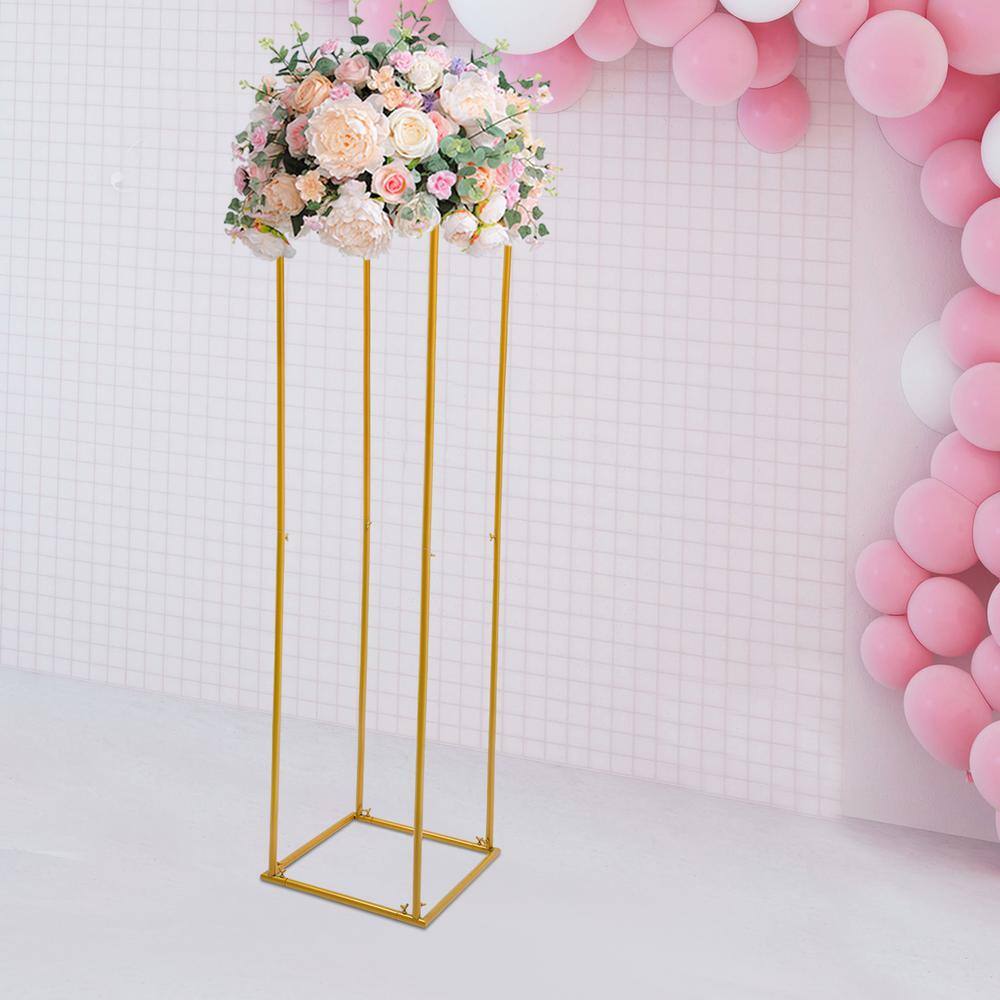 YIYIBYUS 70.86 in. Tall IndoorOutdoor Gold Metal Column Flower Plant Stand (1-Tiered) OT-ZJGJ-5173