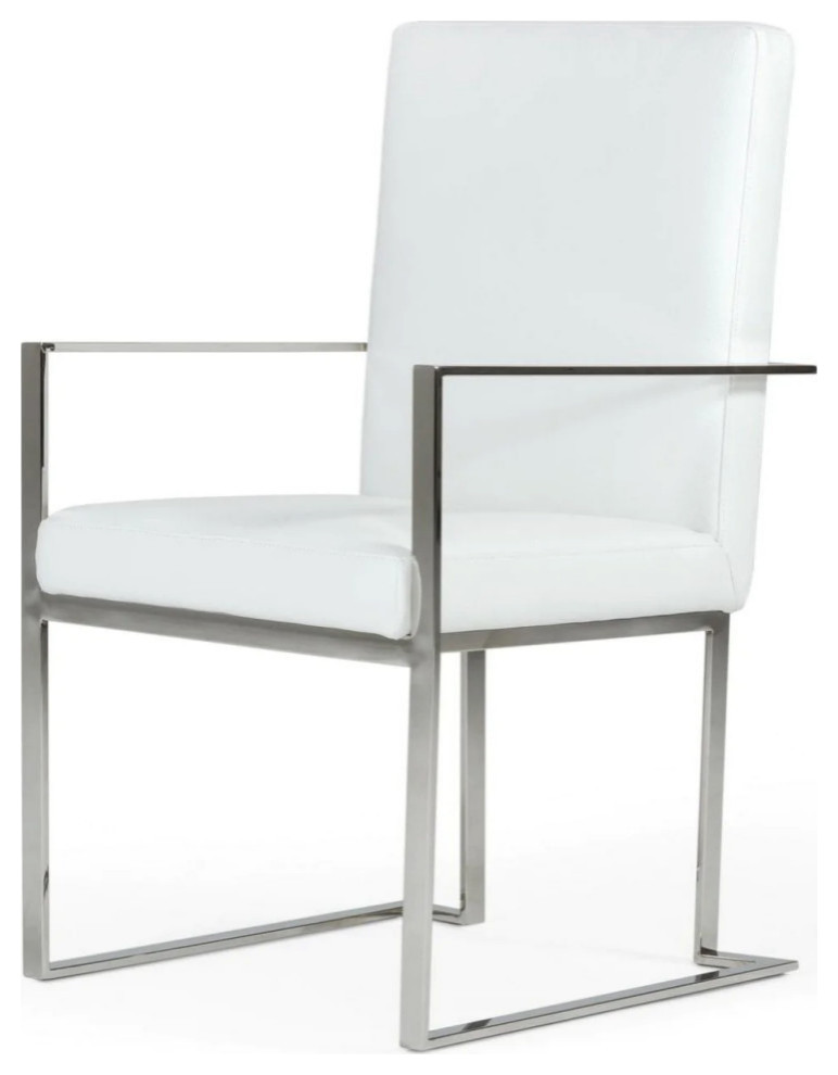 Kaleb Modern White Eco Leather Dining Armchair  Set of 2   Contemporary   Dining Chairs   by Rustic Home Furniture Deco  Houzz