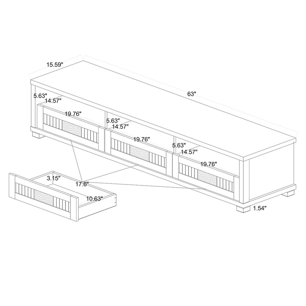 Gerhardine Oak Brown Finished Wood 3 Drawer TV Stand