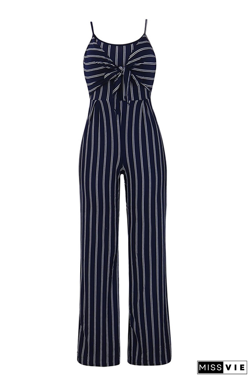 Royal blue Euramerican Striped One-piece Jumpsuit