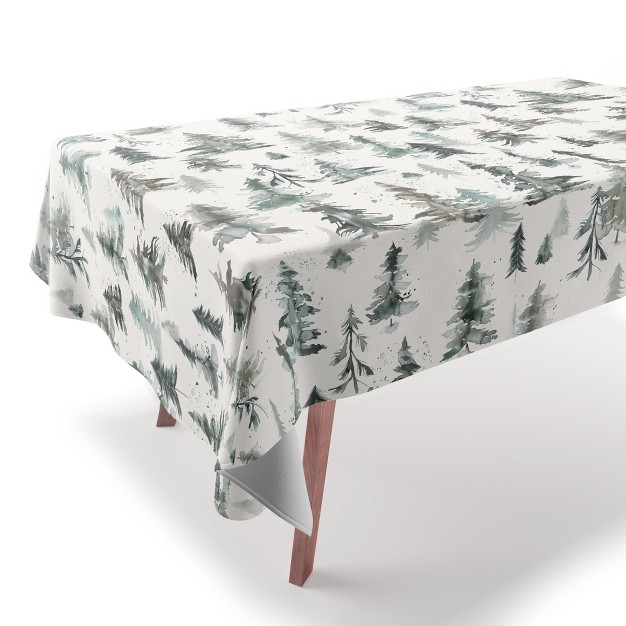 Ninola Design Winter Snow Trees Forest Neutral Tablecloth deny Designs