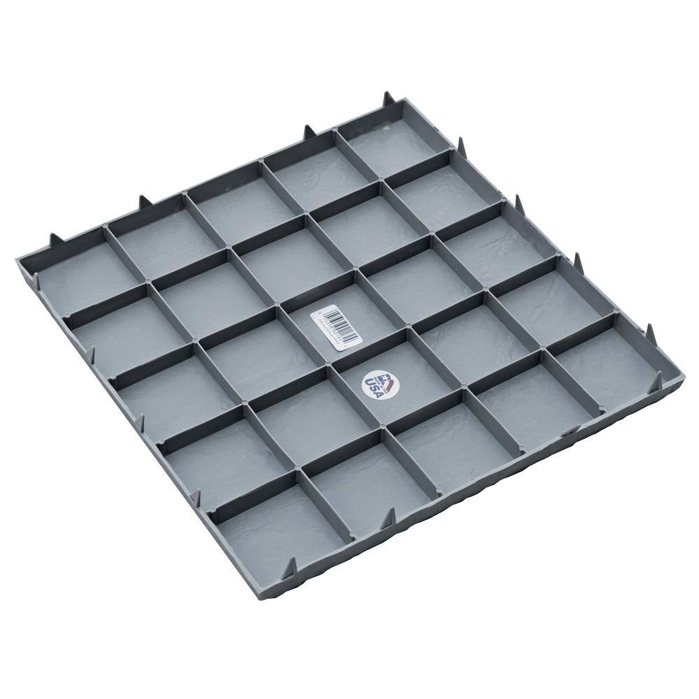 Emsco 16 in. x 16 in. Flat Rock Grey Plastic Resin Lightweight Duty Patio Paver (12-Pack) 2162HD