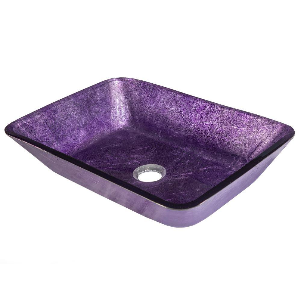 Eden Bath Purple Foil Glass Rectangular Vessel Sink EB_GS78