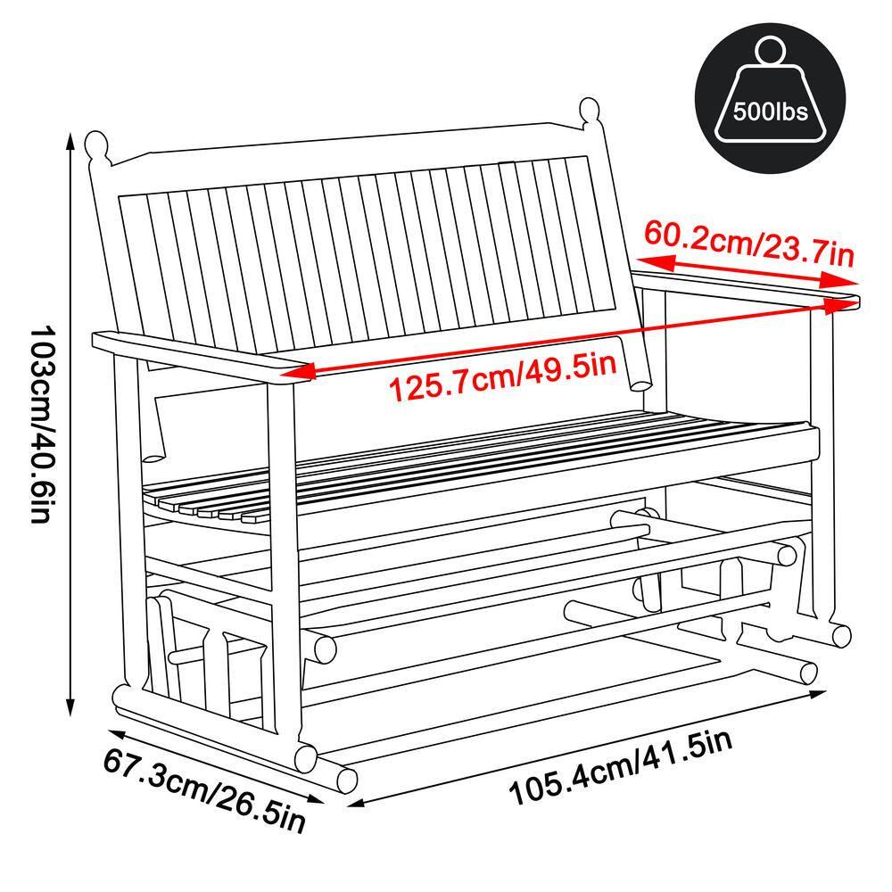 VEIKOUS 2Person Wooden Outdoor Patio Glider Rocking Chair Swing Chair