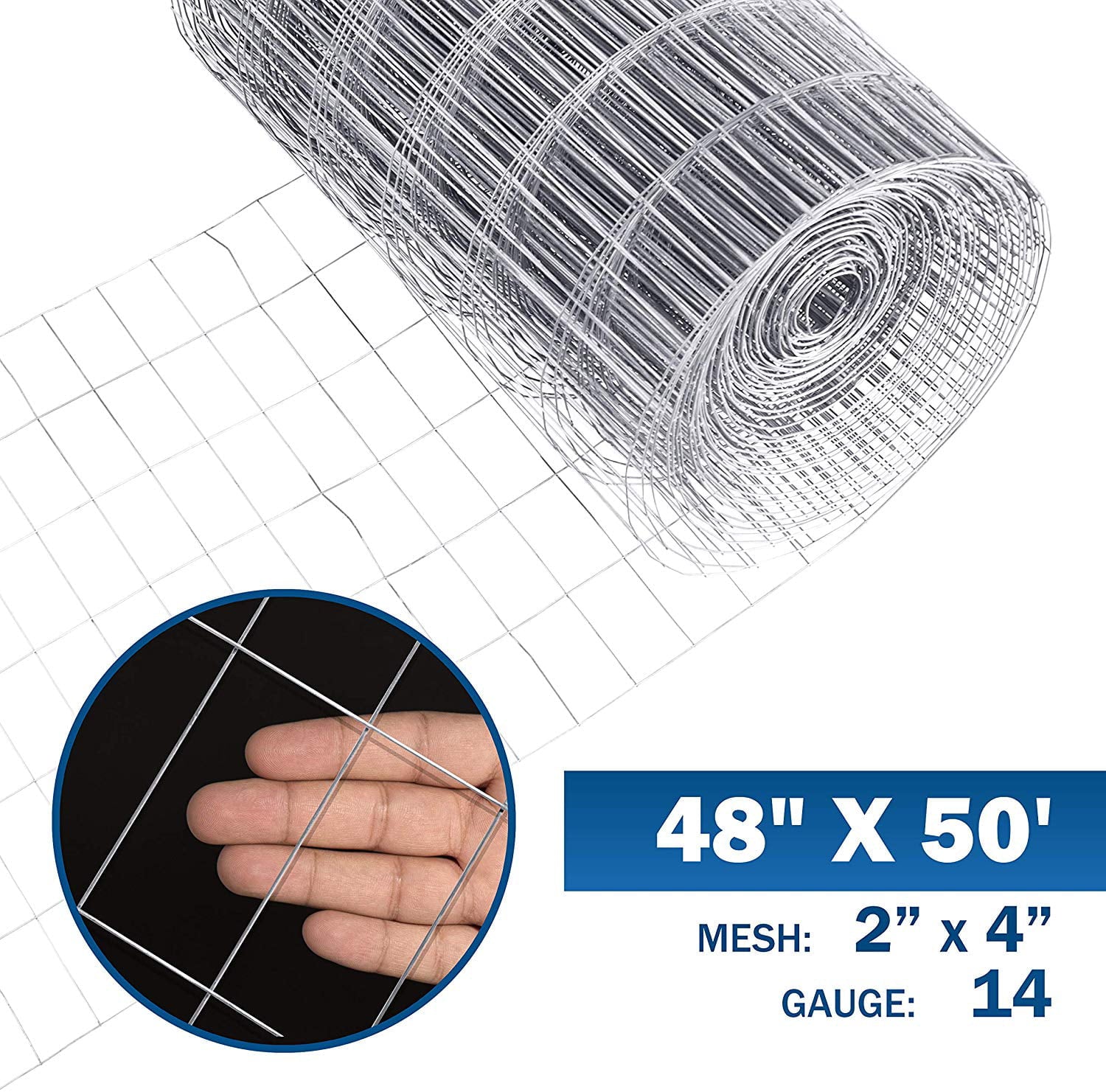 Fencer Wire 14 Gauge Galvanized Welded Wire Mesh Size 2 inch by 4 inch (4 ft. x 50 ft.)