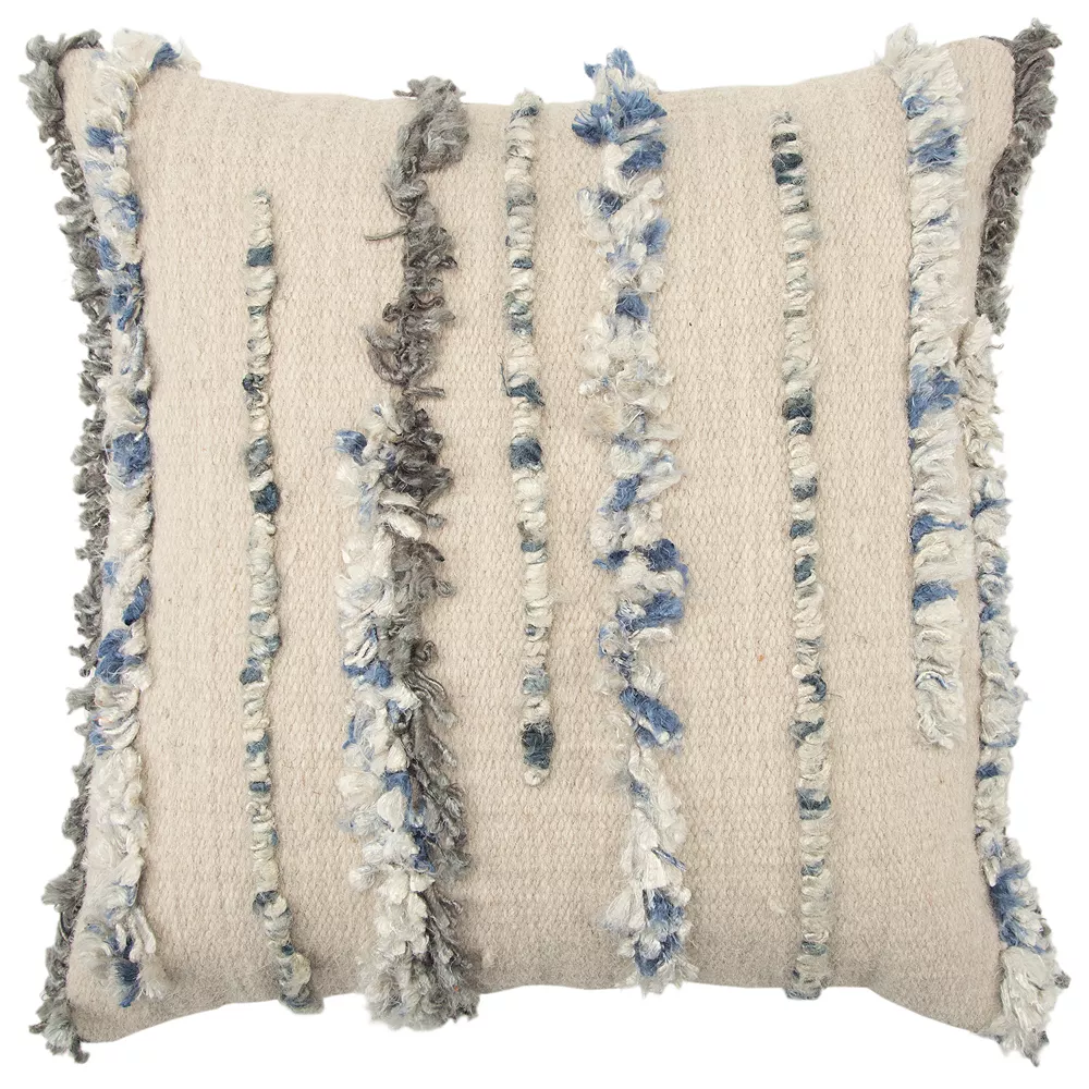 Rizzy Home Blue Vertical Stripe Transitional Throw Pillow