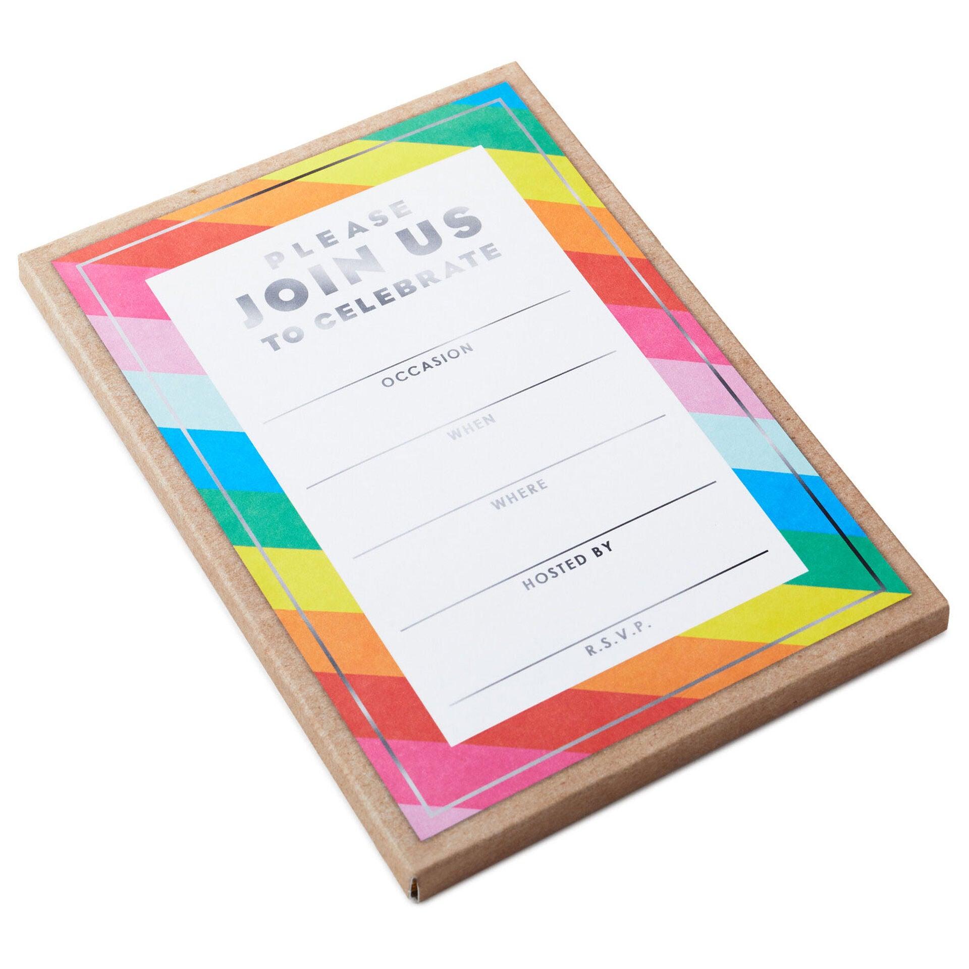 Hallmark  Colorful Stripe Party Invitations, Pack of 10