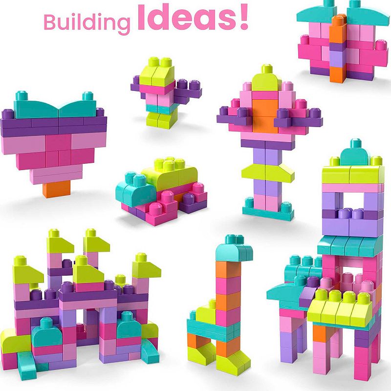 MEGA BLOKS 80-piece Big Building Bag Blocks for Toddlers 1-3， Pink