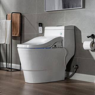 WOODBRIDGE Marsala 1-Piece 1.0 GPF1.6 GPF Dual Flush Elongated Toilet with Advance Smart Bidet Toilet in White HT0040