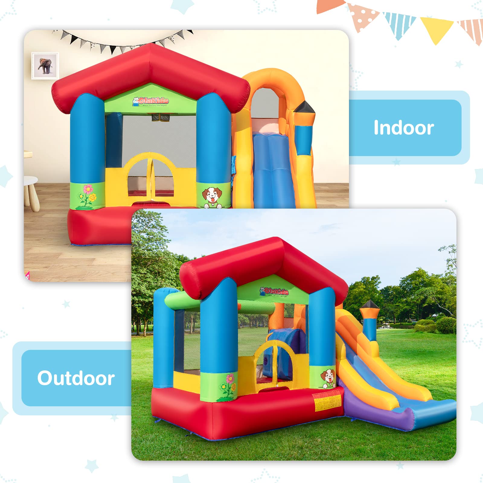 BOUNTECH Inflatable Bounce House, Kids Bouncer with Large Jumping Area (Without Blower)