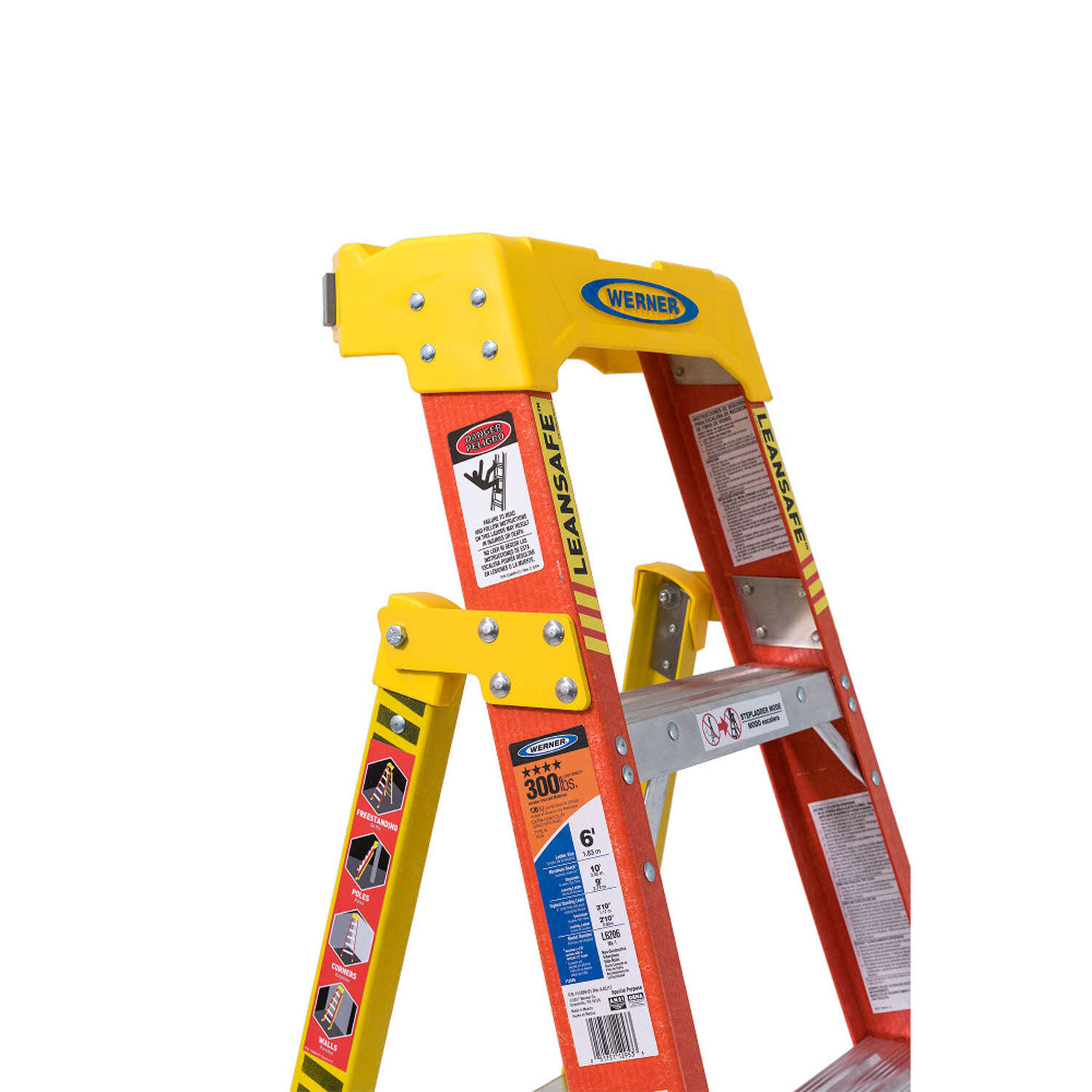 Werner LEANSAFE 4 ft. H Fiberglass Step Ladder Type IA 300 lb. capacity